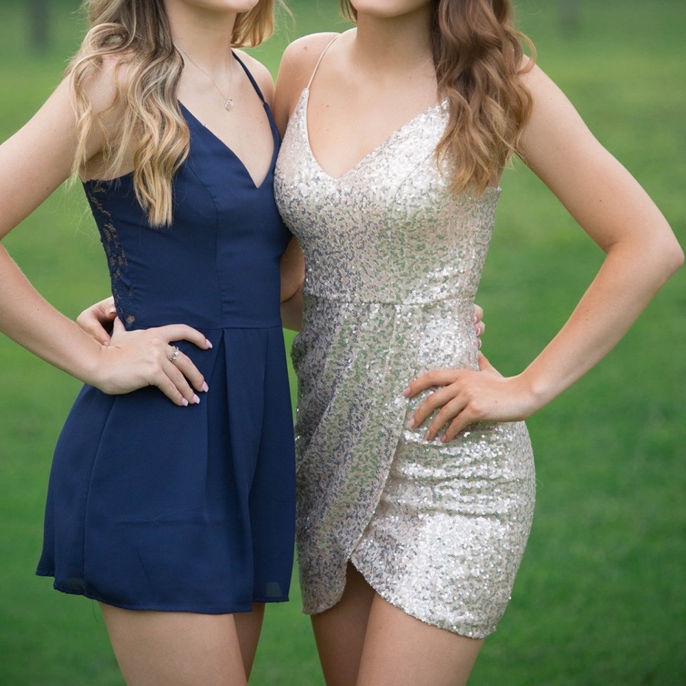 Sequence rose gold homecoming dress